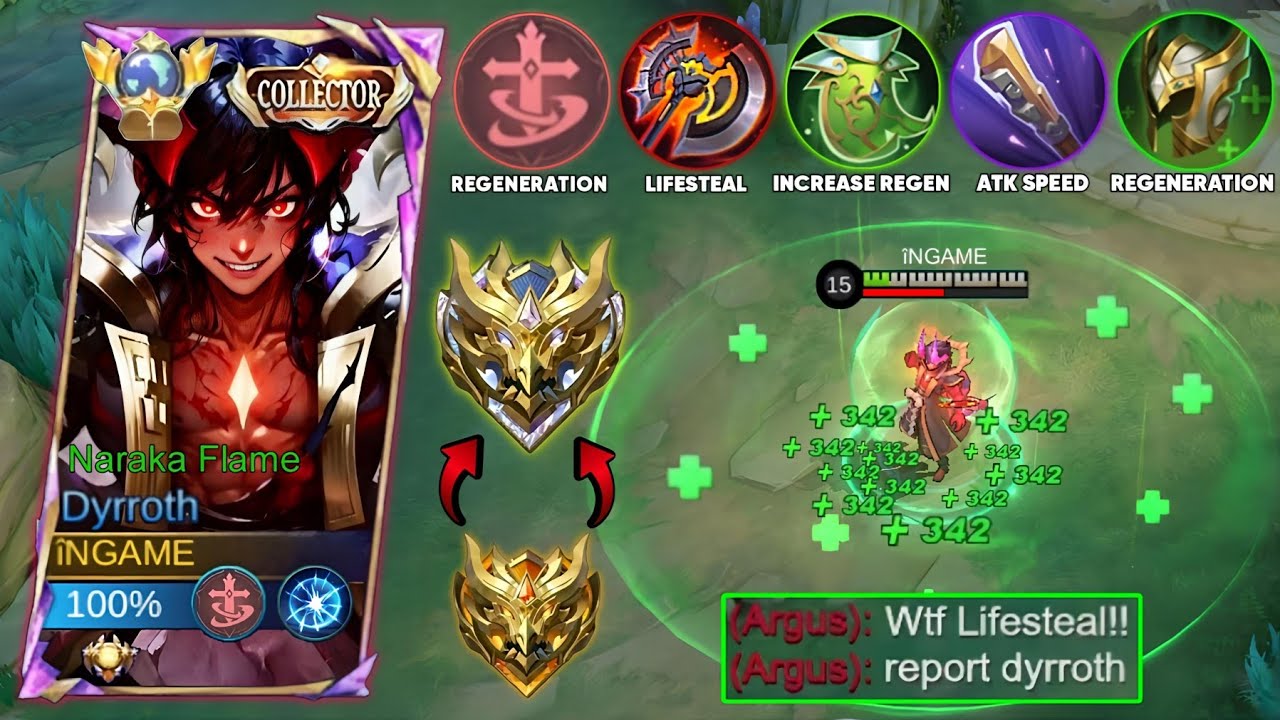 21 KILLS! DYRROTH NEW CHEAT LIFESTEAL UNLI HEALL BUILD THAT CAN RANK UP YOU FASTER! - MLBB