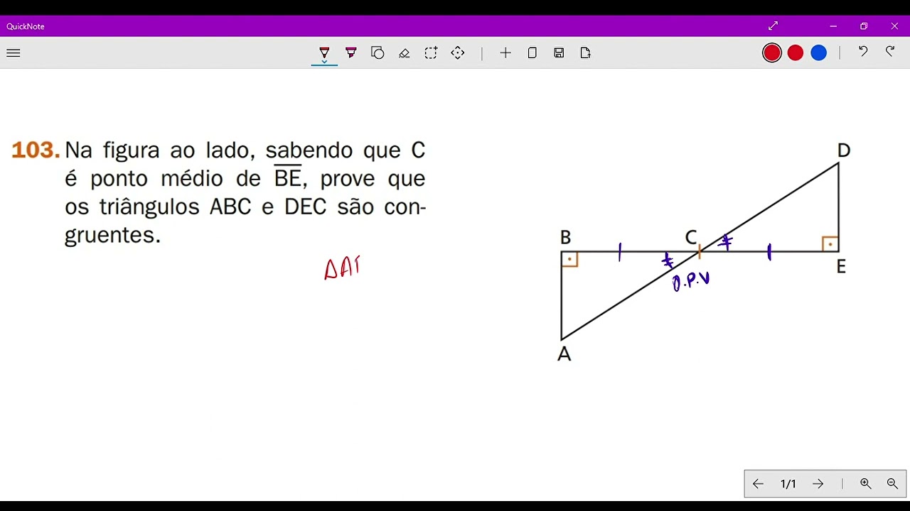 103- Na figura ao lado, sabendo que Cé ponto médio de BE, prove queos triângulos ABC