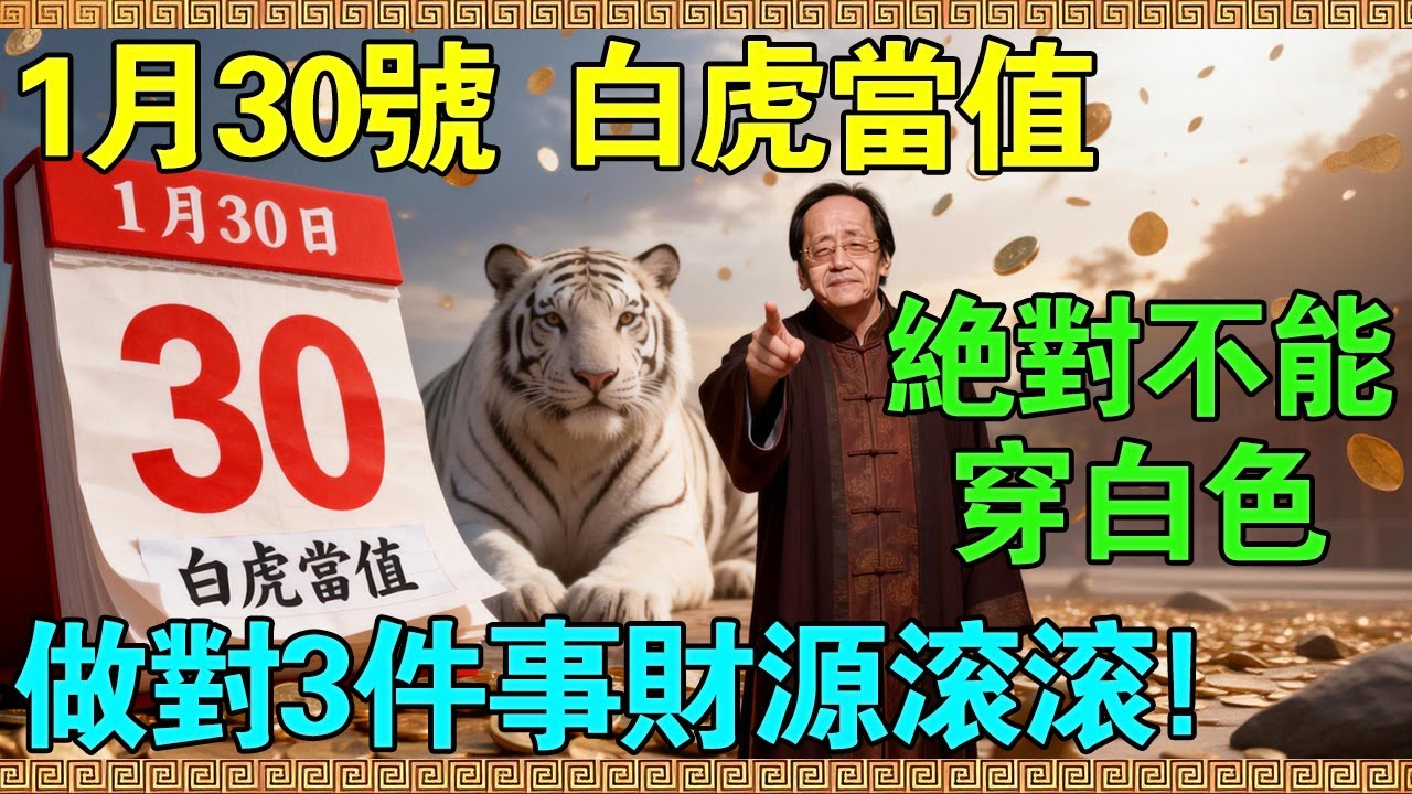 1月30號 “白虎當值”，白虎日雖然凶，但也是“偏財”日！倪海廈：教你“險中求財”：明天穿這兩色的衣服，白虎變財貓！#倪海廈 #倪師 #倪師國學智慧 #中醫 #易經