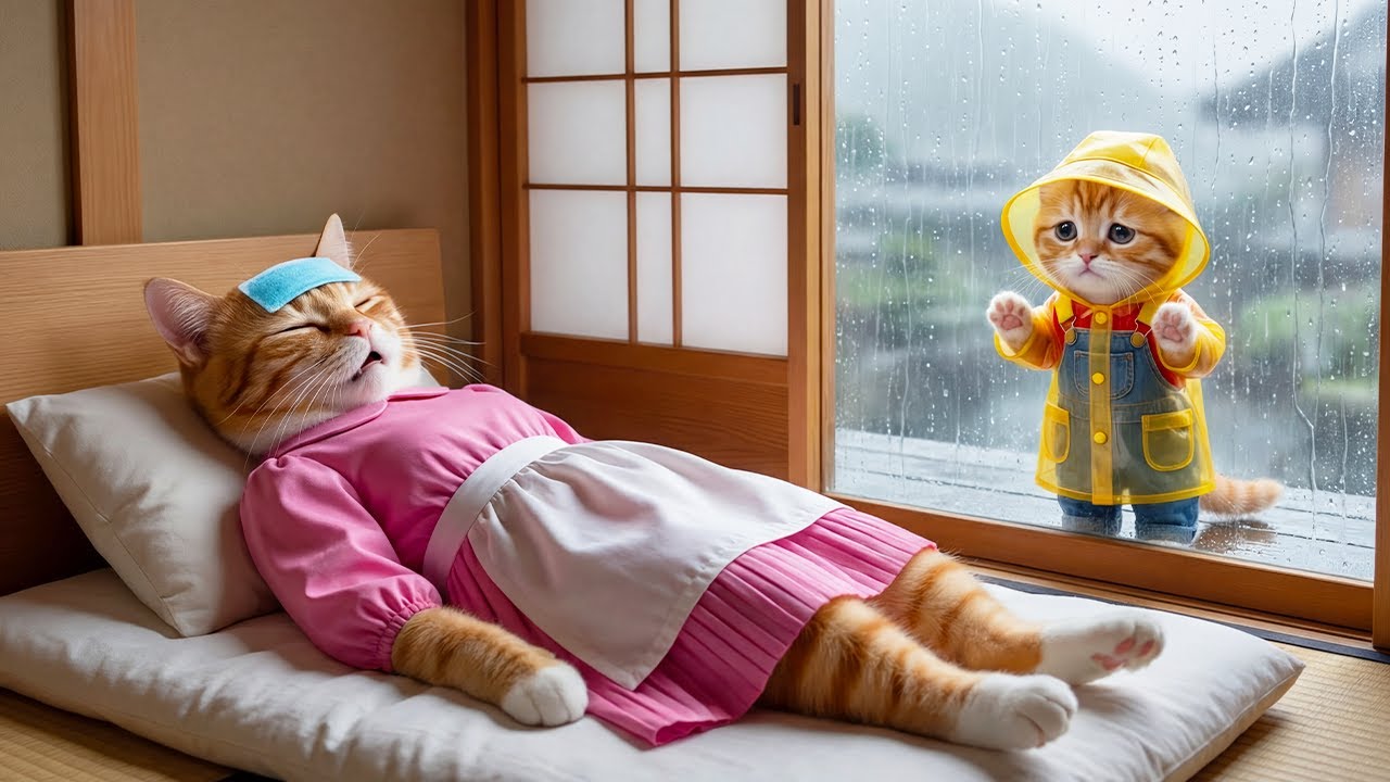 🐱😿 Rain, Fever & Hope: Brave Kitten Calls a Doctor to Save Mama Cat ❤️‍🩹