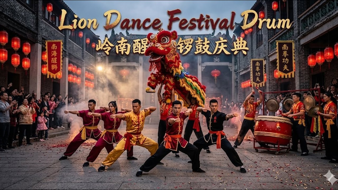 Lion Dance Festival Drums |Cantonese Celebration music | 岭南醒狮锣鼓庆典 🎼 
