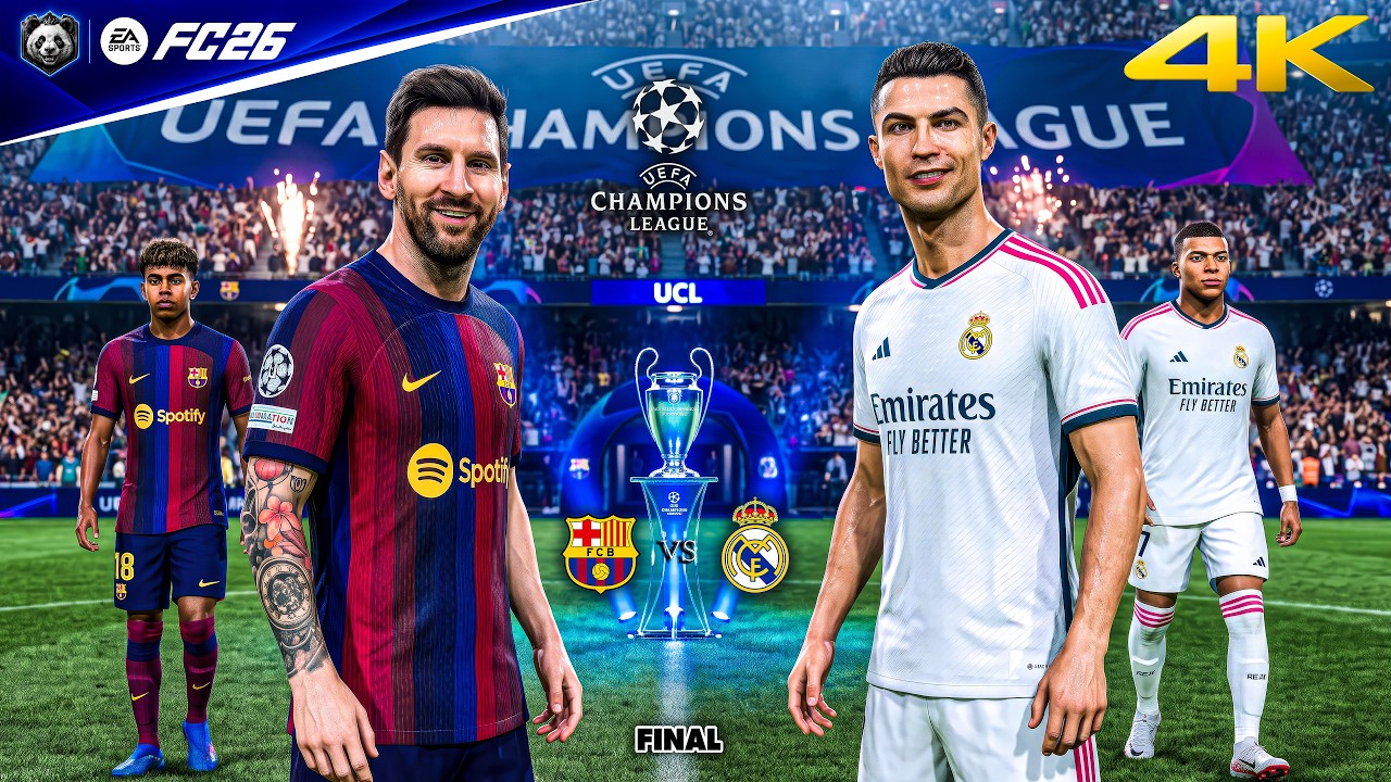 FC 26 &mdash; Барселона против Реал Мадрид &mdash; Финал Лиги чемпионов УЕФА | PS5&trade; Pro [4K60]