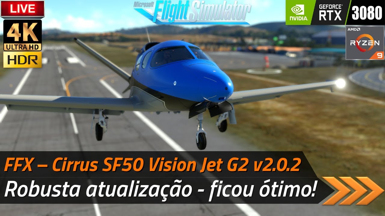 🔴 MSFS [4K HDR] - Cirrus SF50 Vision Jet G2 v2.0.2 da Flight FX - SBGV → SBPS