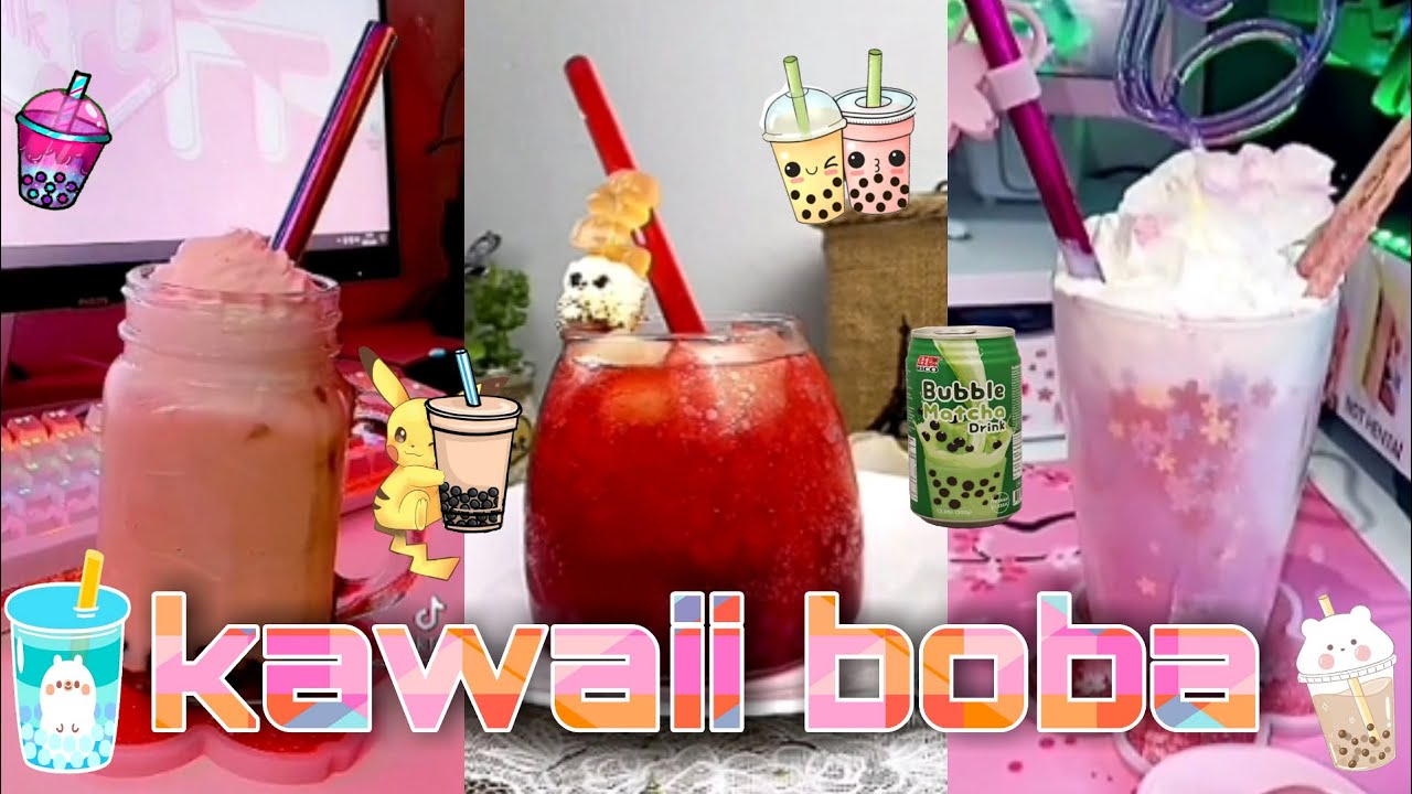 kawaii boba🥤🍡 | boba tea | bubble tea | kawaii foods, snacks, drinks unboxing tik tok compilation