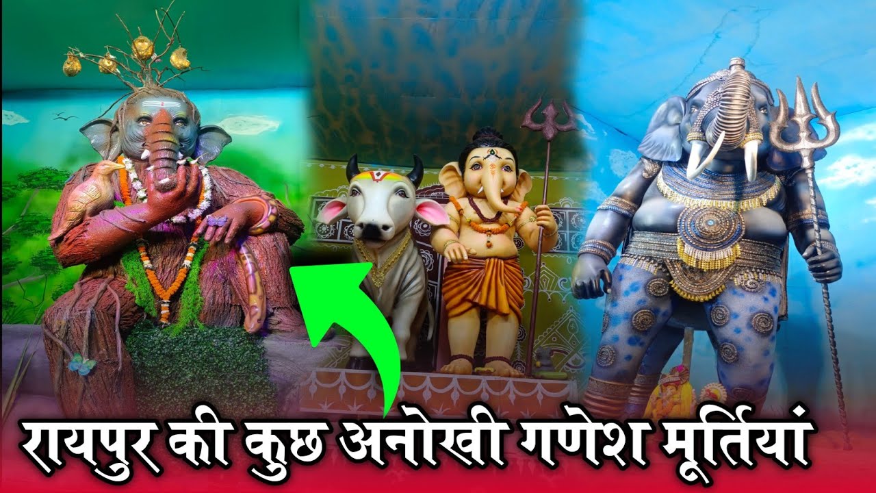 रायपुर की कुछ अनोखी गणेश मूर्तियां ।। raipur ganesh darshan 2024 ।। raipur ganesh video
