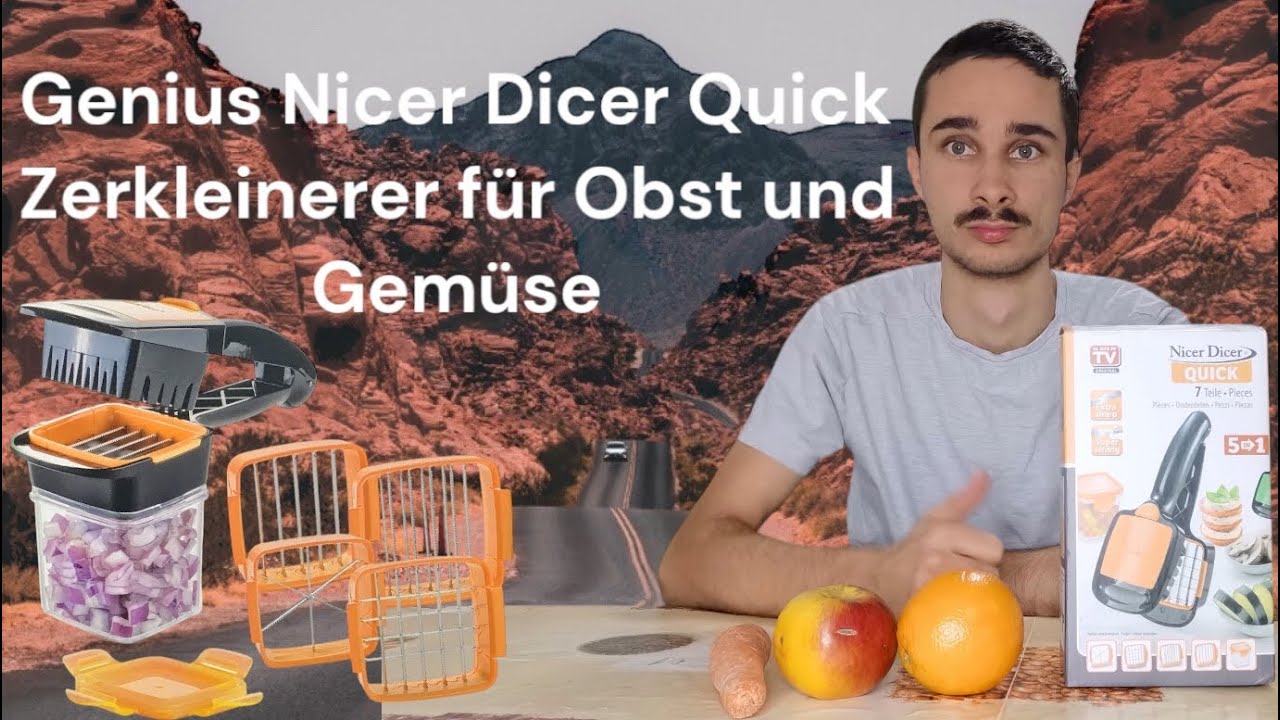Genius Nicer Dicer Quick Zerkleinerer für Obst und Gemüse Multischneider mit austauschbaren