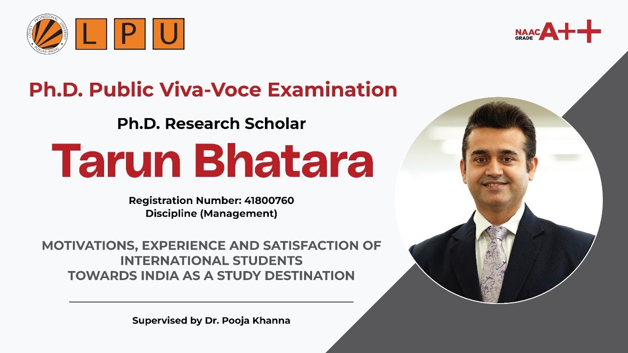 Ph.D. Viva Voce of Tarun Bhatara, discipline of Management