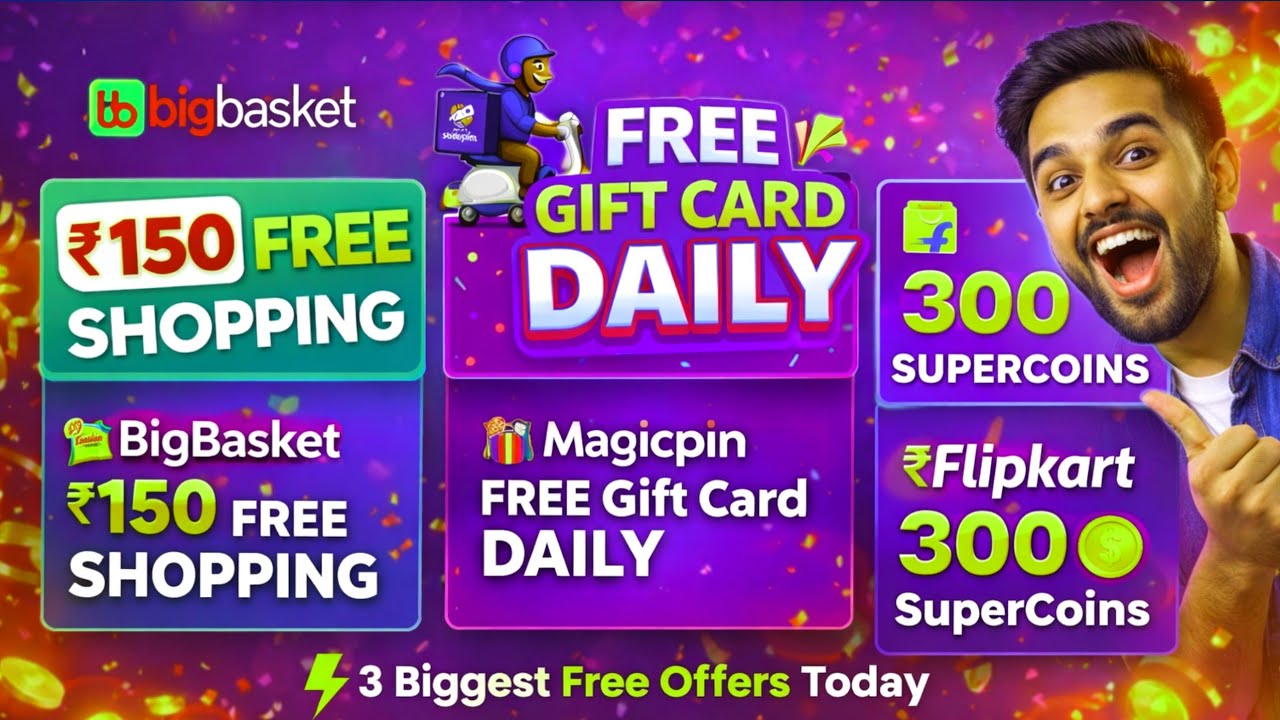 Bigbasket ₹150 Free Shopping 🛍️ Flipkart 300 free shopping back | Magicpin free gift card loot