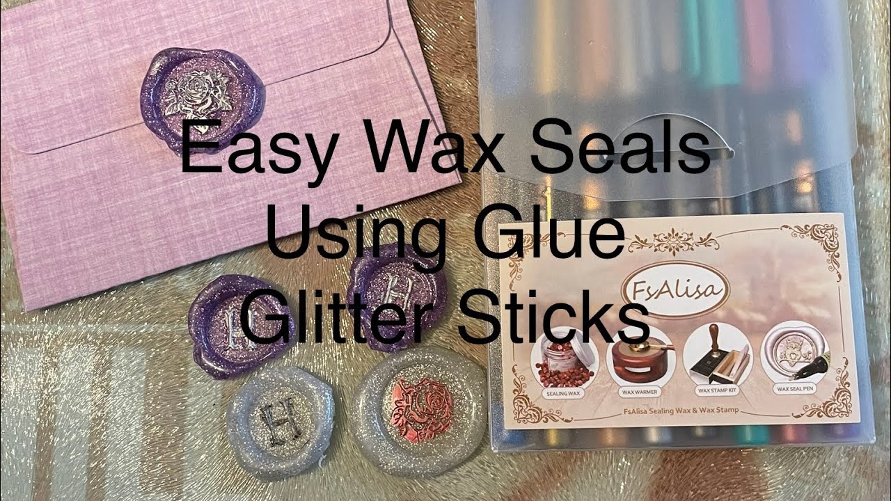 Simple wax seals using glitter glue sticks