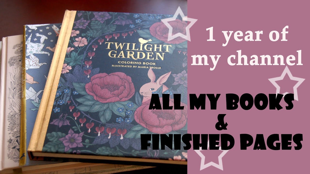 My Channel's 1 Year Anniversary. All my colouring books & finished pages.
