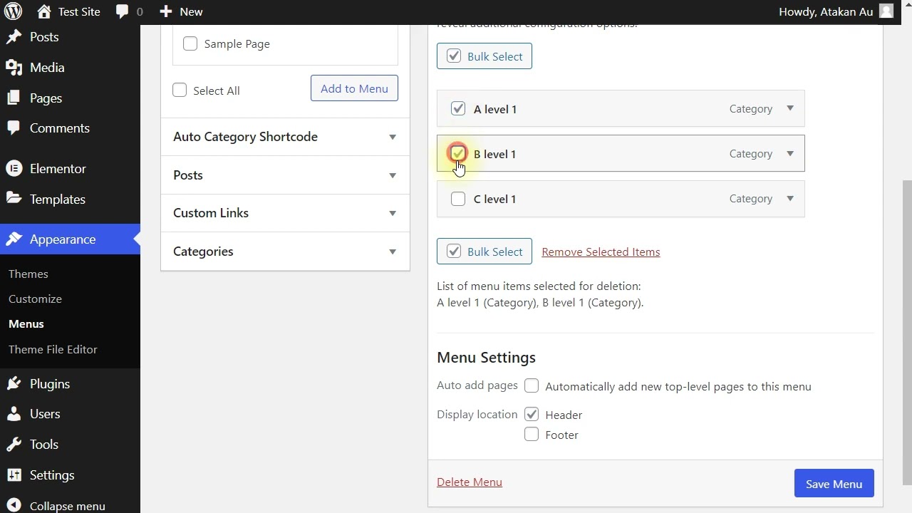 Automatically add hierarchical post categories to menu with Wordpress plugin
