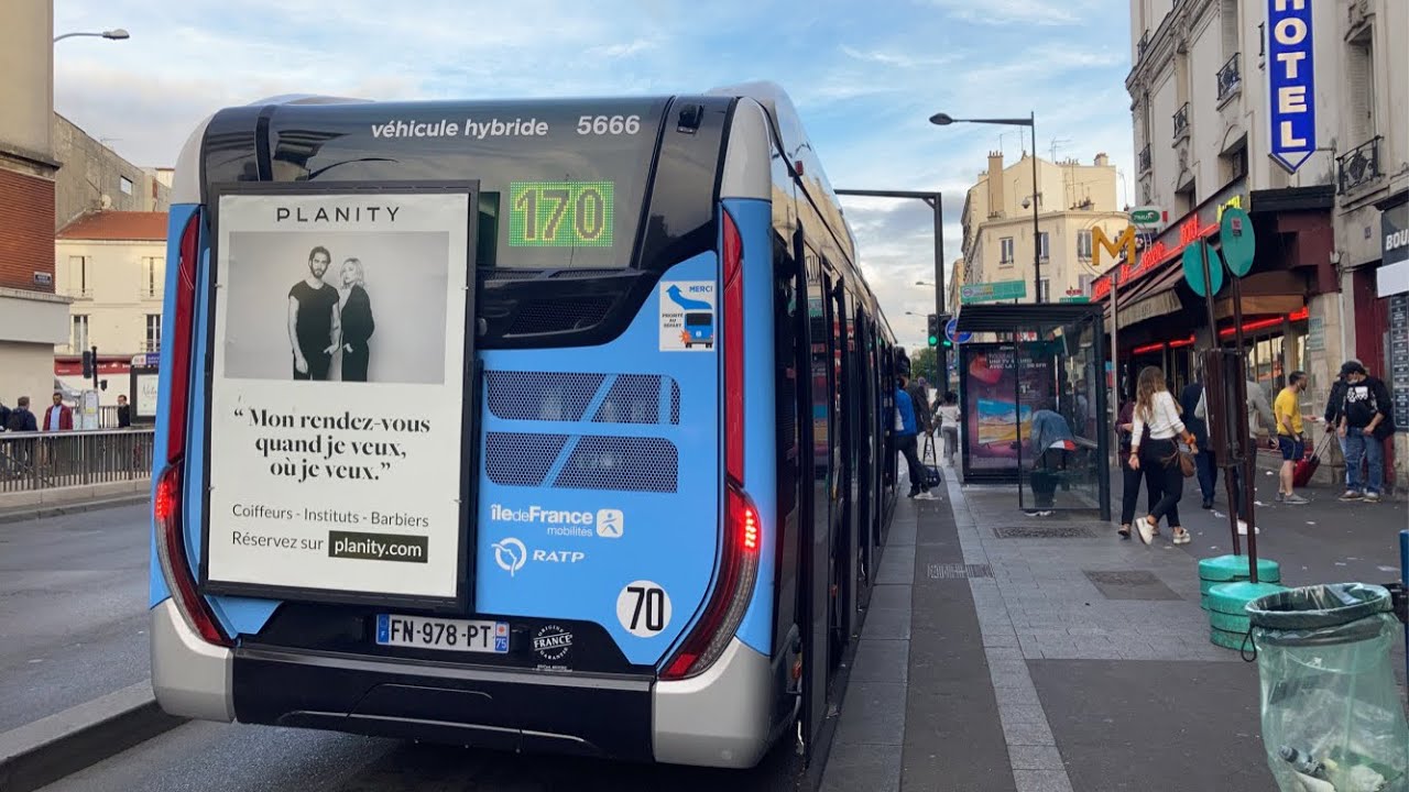 Bus RATP — Ligne 170 — Porte des Lilas — Gare de Saint-Denis — URBANWAY 18 IDFM HYD — N•5666