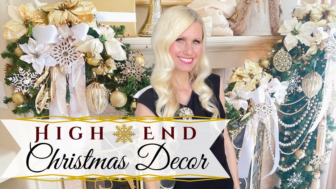 HIGH END CHRISTMAS HOME DECOR! STUNNING DIY FIREPLACE MANTEL GARLAND ~ Thrifted Santa Makeover