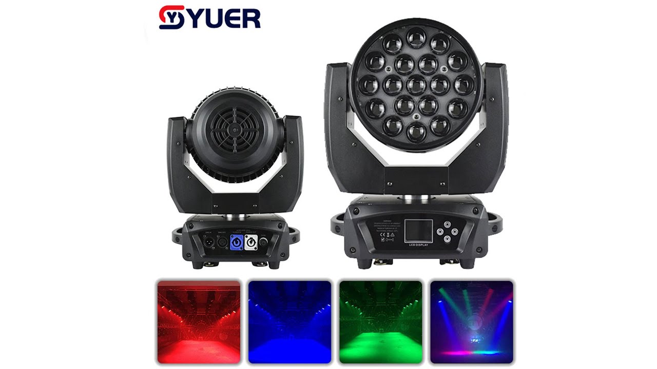 YUER&trade; LED 19x15W RGBW 4IN1 Moving Head Zoom Light