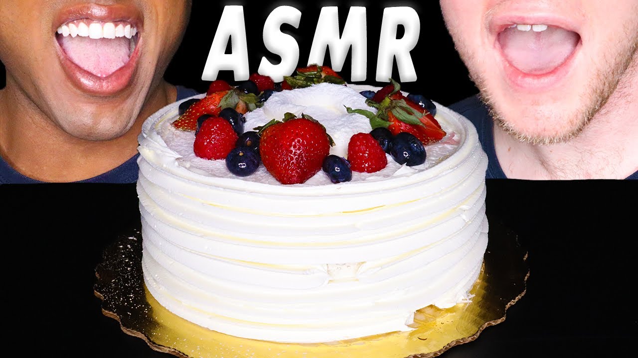 ASMR EATING WHITE CHANTILLY CAKE MUKBANG | Collab With @Mahi ASMR | EATING SOUNDS