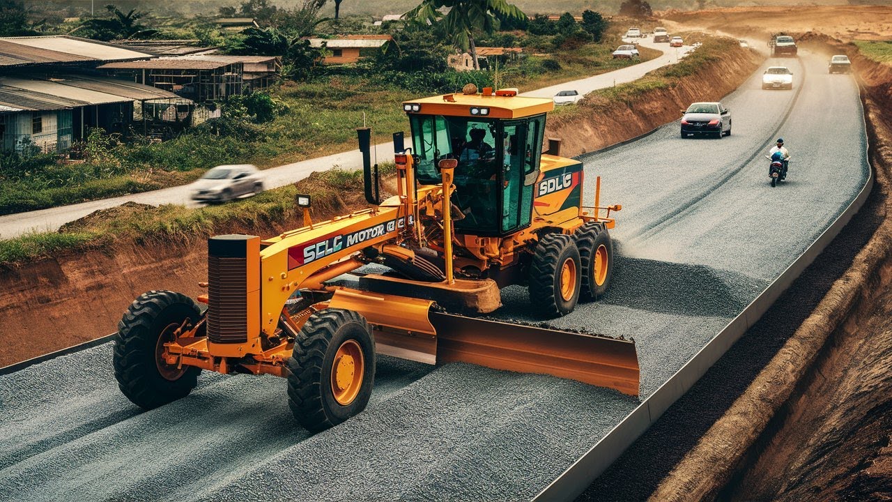 Progress: Rural road construction by SDLG motor grader actively leveling gravel on a new road