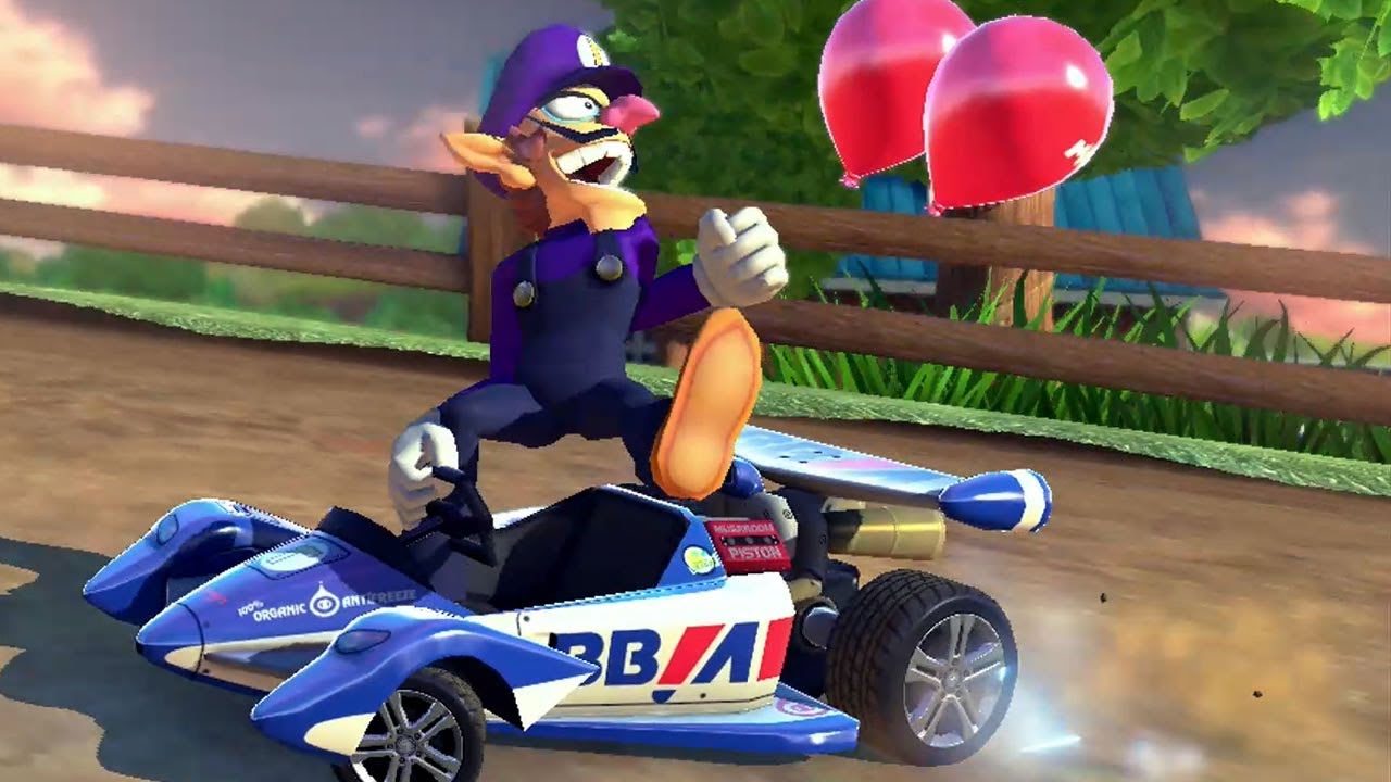 Mario Kart 8 - Moo Moo Meadows - Battle Mode (Waluigi Gameplay)