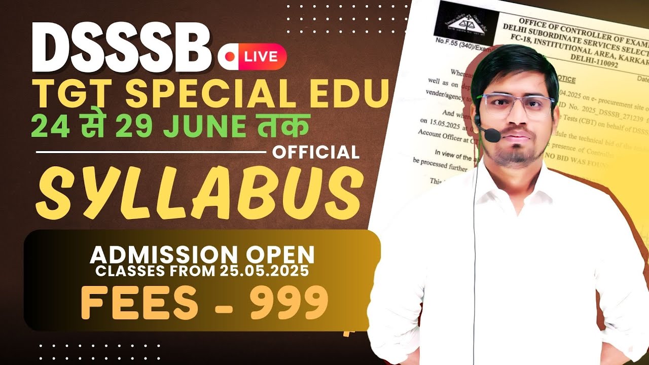 DSSSB TGT Special Educator Official Syllabus to Prepare - Detailed Analysis by Abhishek Sir - 9 PM