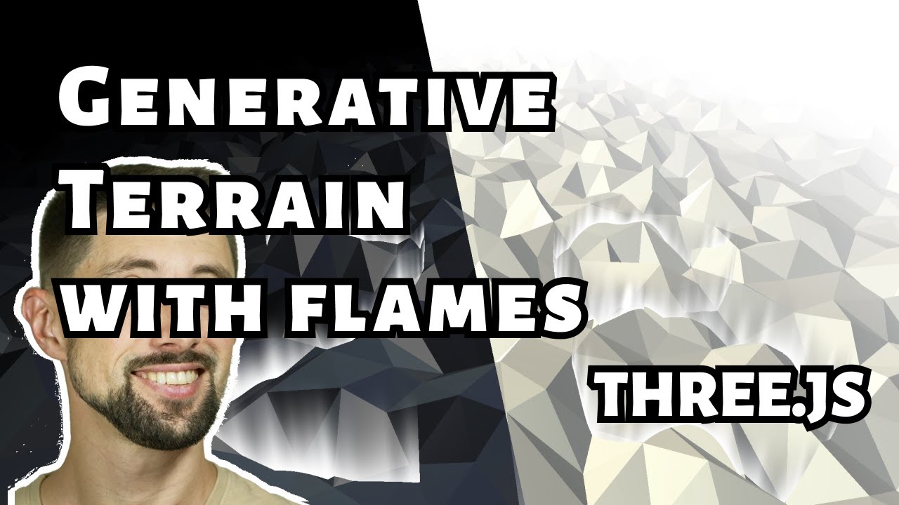 Nice terrain with flames from oblio.io with #threejs