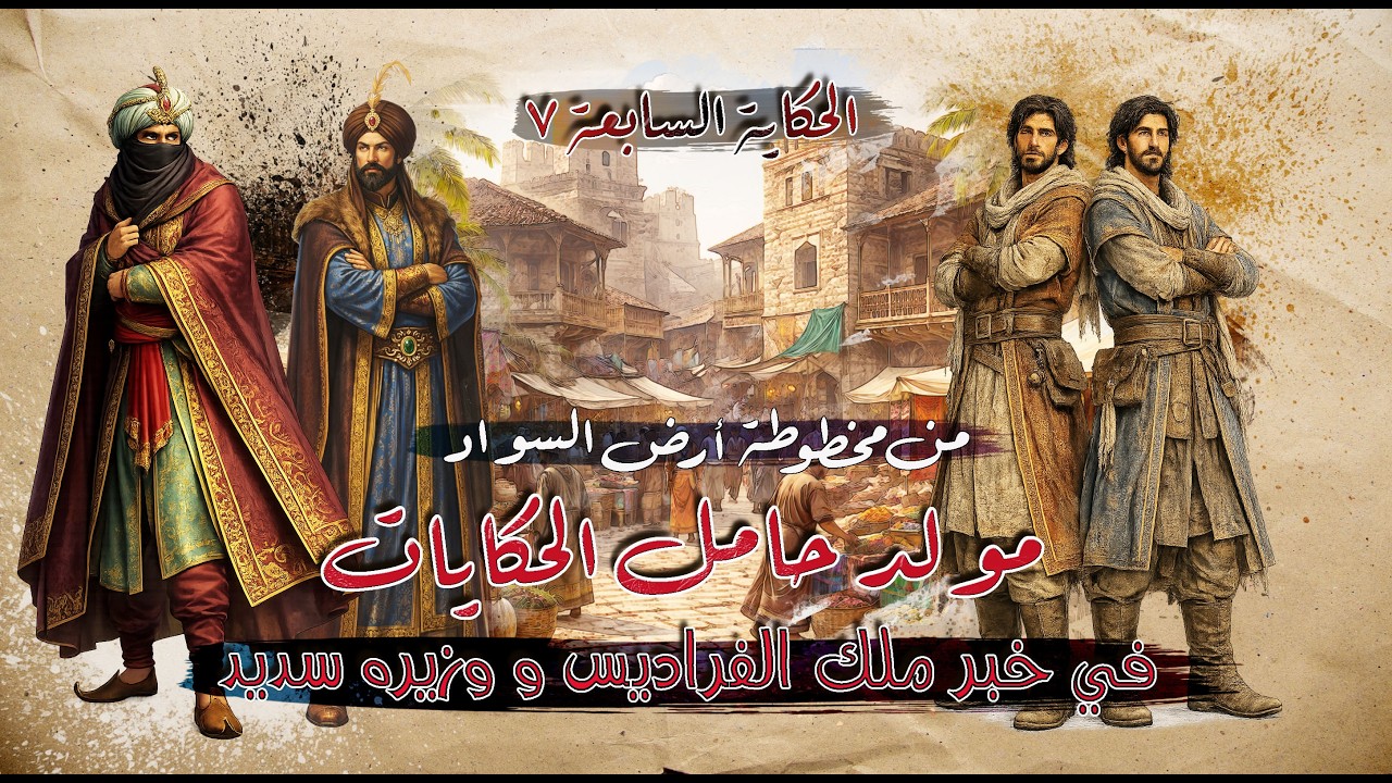 76 - قصة - مولد حامل الحكايات - 7 - الحكاية السابعة | في خبر ملك الفراديس و وزيره سديد