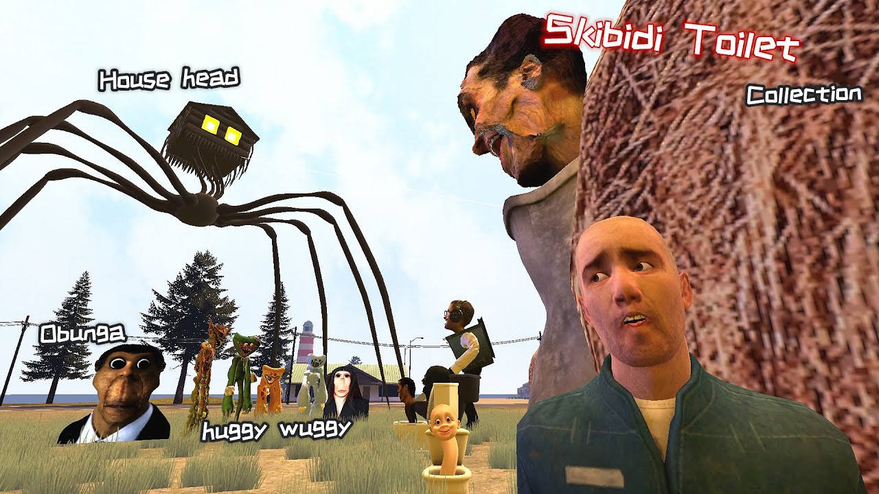 New Skibidi toilet vs House head，huggywuggy，Nextbot Obunga collection-(Garry's Mod Animation)