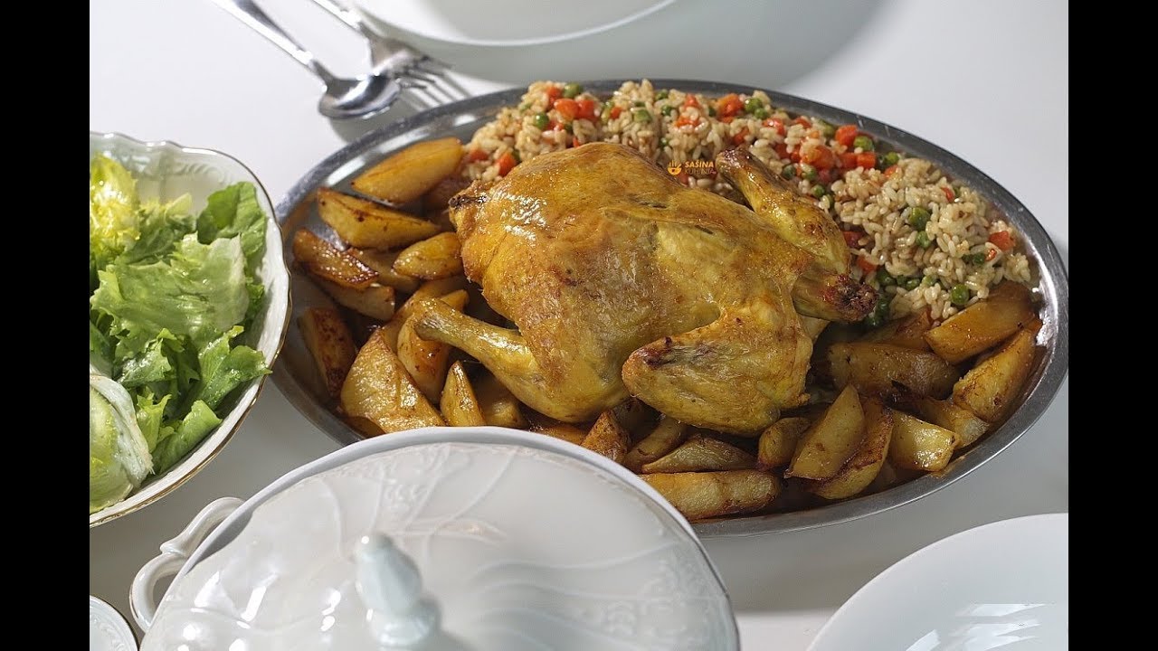 Pečeno pile pileća juha i prilozi Whole Baked Chicken Oven - Sašina kuhinja