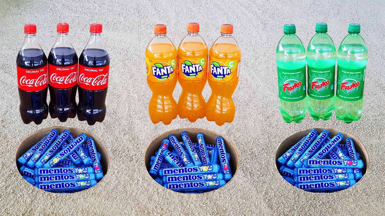 Experiment !! Coca Cola, Fanta and Fruko VS Mentos