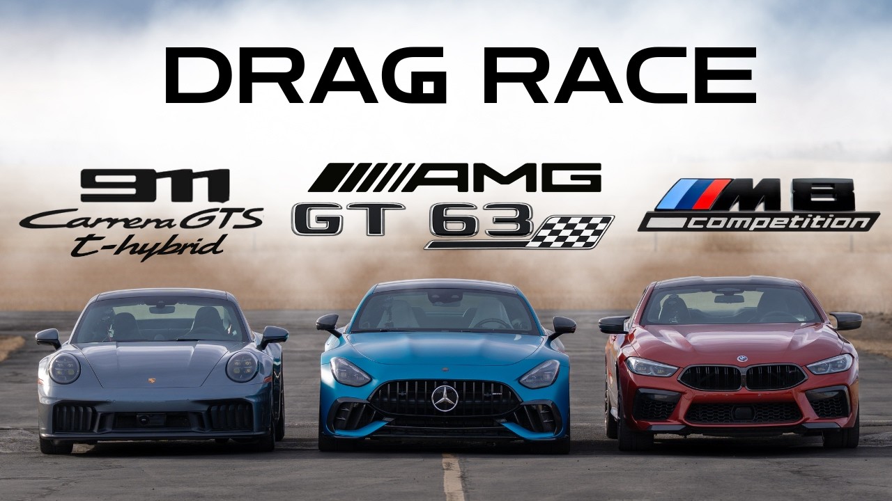 AMG GT63 Pro против 911 GTS T-Hybrid против M8 Competition xDrive Coupe