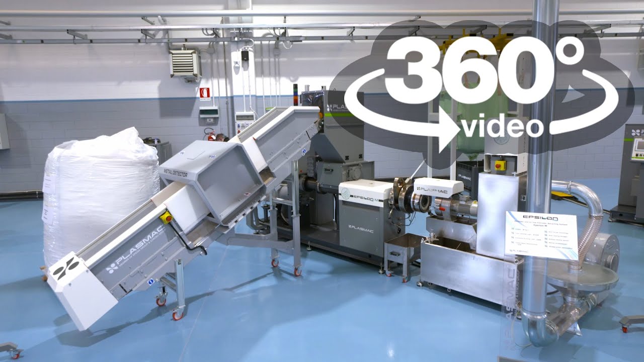 video 360 VR Sistema riciclo materiale plastico estrusione Plasmac Epsilon M RECYCLING EXTRUDER