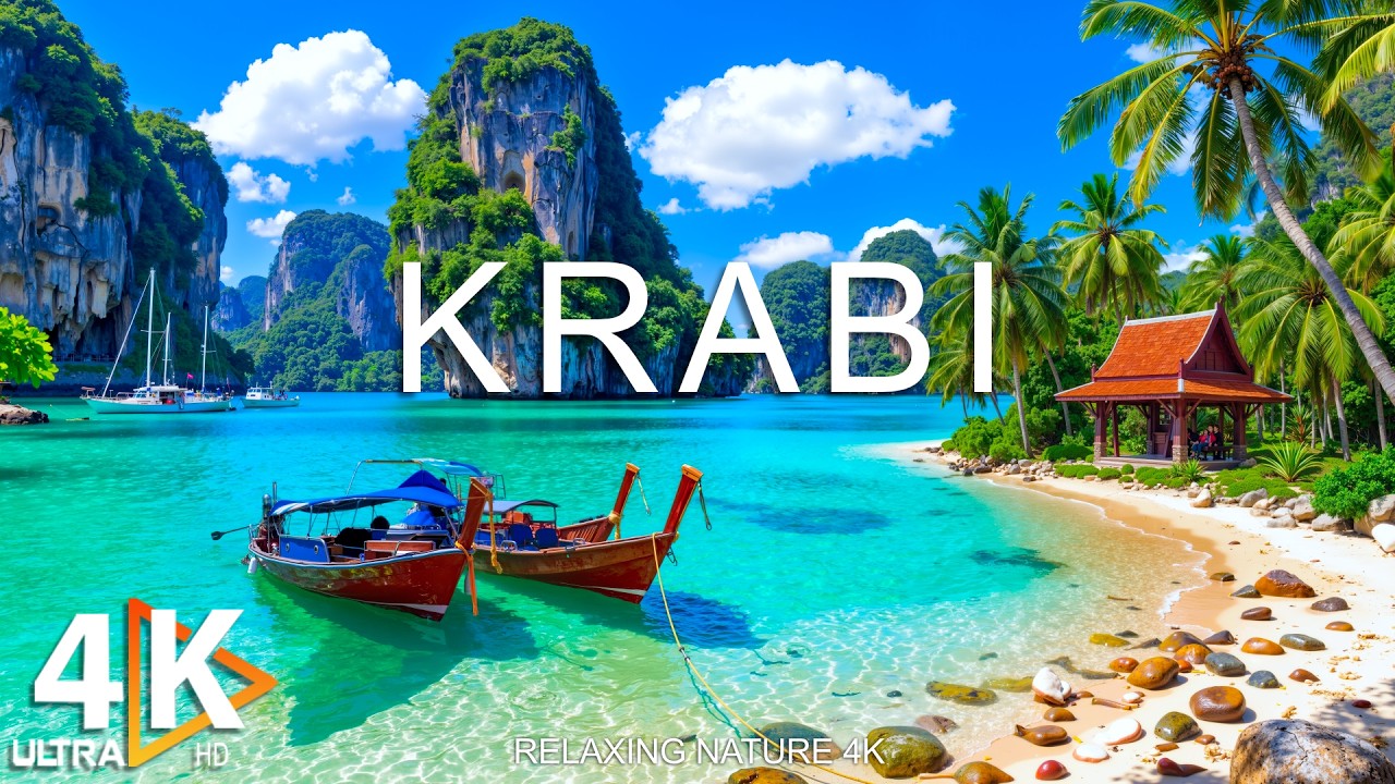 FLYING OVER KRABI (4K UHD) &ndash; Soothing Music Along With Beautiful Nature Video - 4K Video ULTRA HD