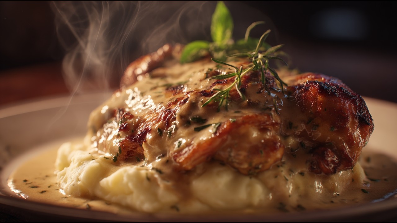 This Recipe Is Everywhere Right Now! So Creamy & Juicy – Smothered Chicken with Mashed Potatoes