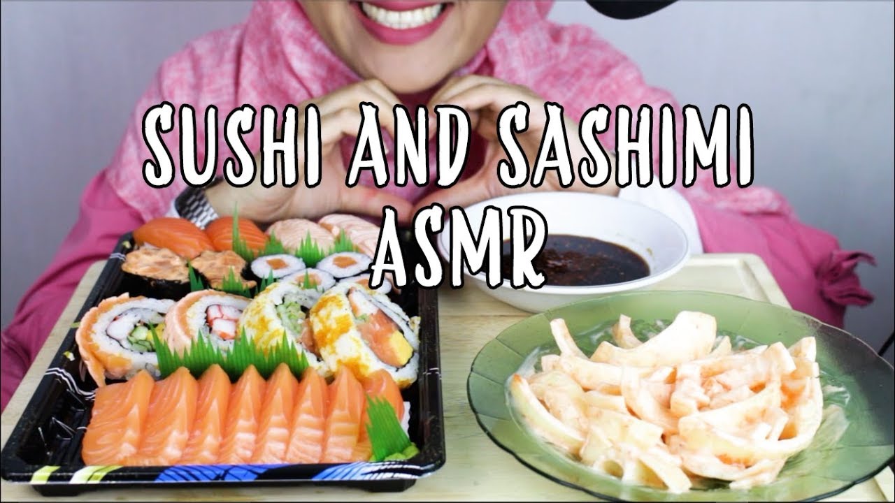 #22 Request ASMR Eating Sounds : Salmon Sushi and Sashimi || No Talking ASMR Indonesia