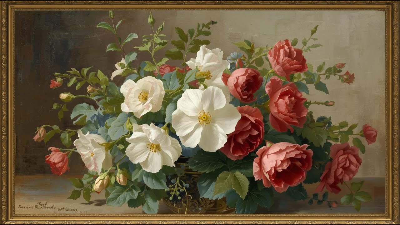 VİNTAGE BEAUTİFUL FLOWER PAİNTİNG | ART FOR RELAXATİON (TV ART SCREENSAVER WALL PAPER) 4K