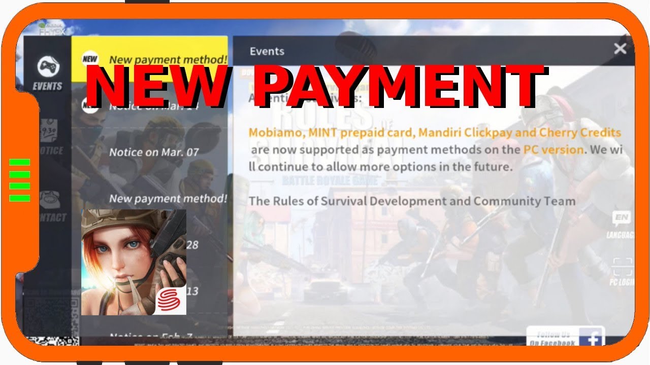 RoS - NEW PAYMENT METHOD!! Rules Of Survival