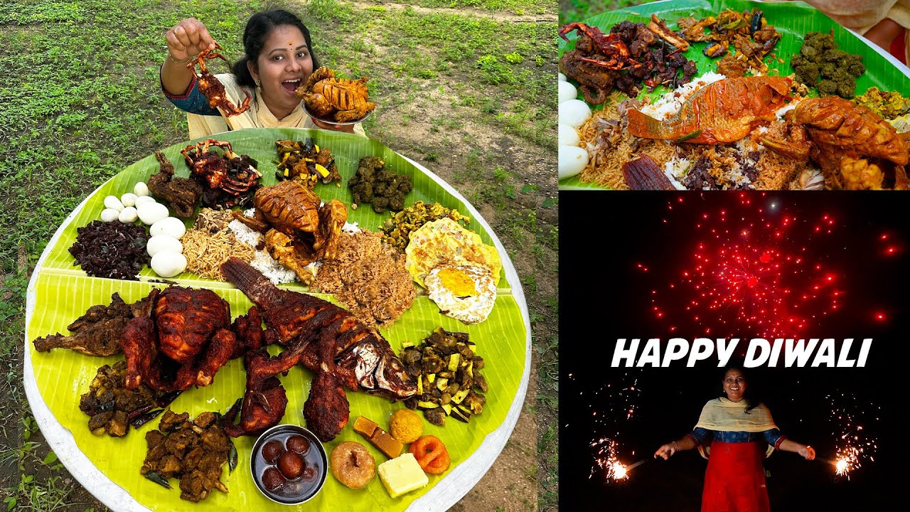 Diwali Kari Virundhu | நம்ம வீட்டு தீபாவளி கறி விருந்து | All Types of Non Veg Recipe Eating