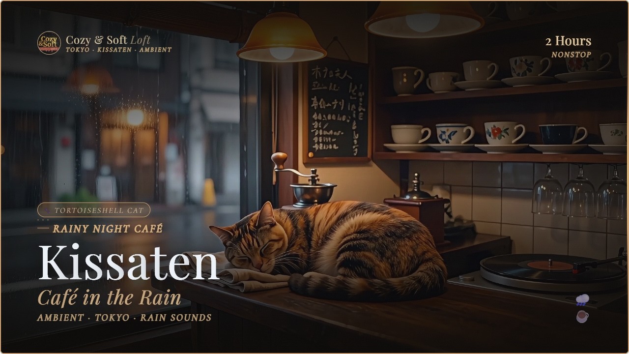 Cat Lofi | Rainy Tokyo Kissaten ☕🐱 | 2 Hours Showa Jazz — Study, Relax & Unwind