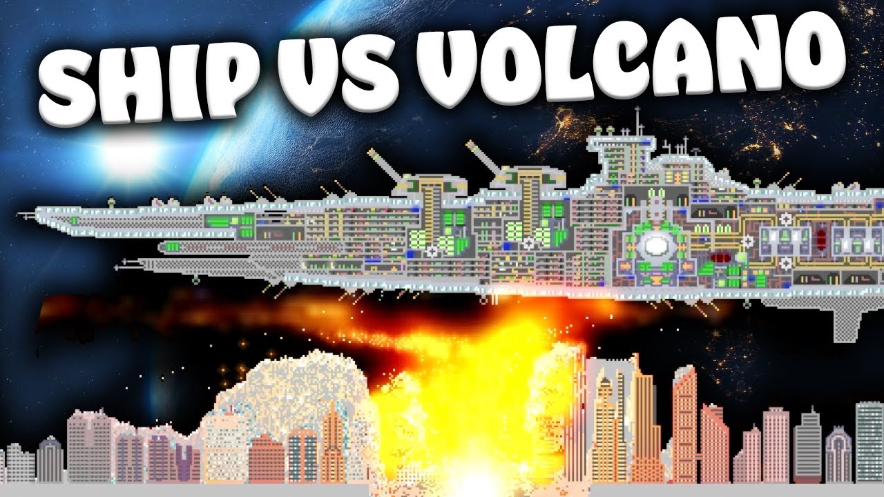 VOLCANO VS STARSHIP in The Powder Toy!