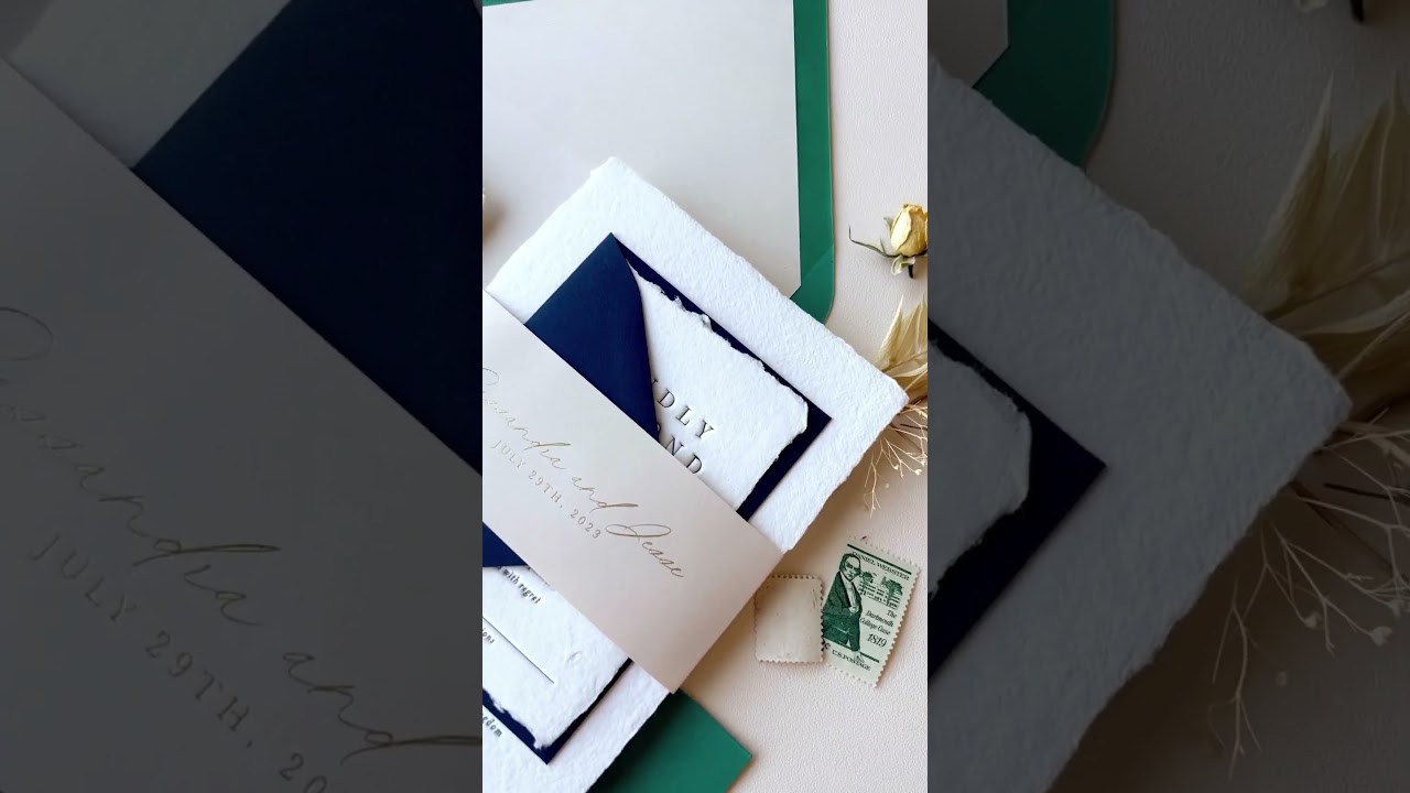 Modern & minimal handmade wedding invitations #shorts #letterpress #wedding