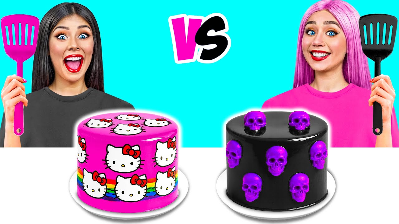 Черное vs Розовое Украшение Торта Челлендж | Забавные Лайфхаки с Едой от TeenDO Challenge