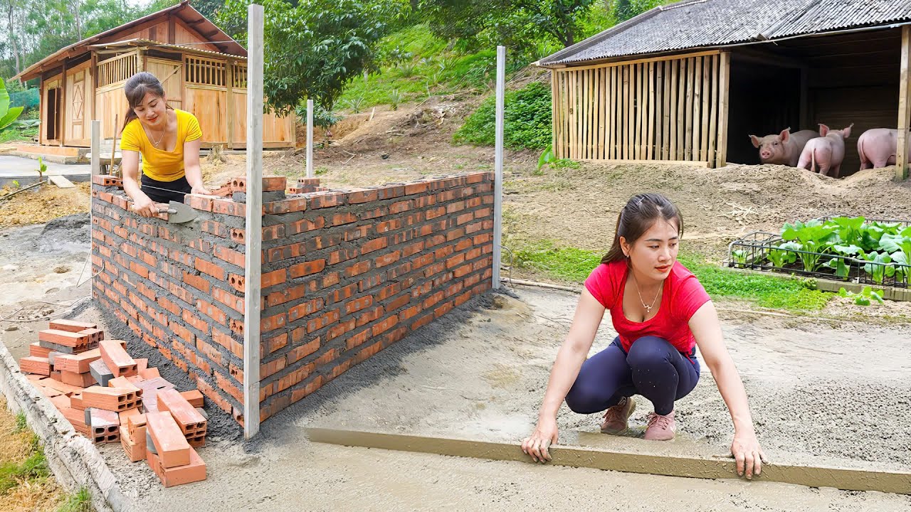 Timelapse  - Building a Brick Water Tank + Full Log Cabin Construction Tutorial