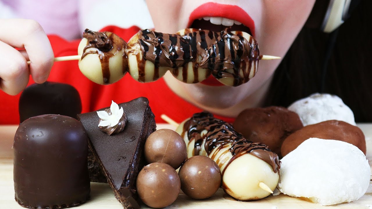 ASMR HONEYCOMB MOCHI, NUTELLA DUMPLINGS, MOUSSE Chocolate Cake (SOFT STICKY Eating Sounds)