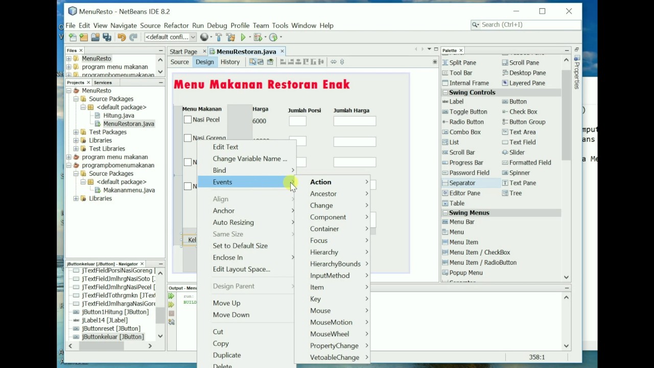 Cara Membuat Progam Menu Makanan JavaForm Netbeans