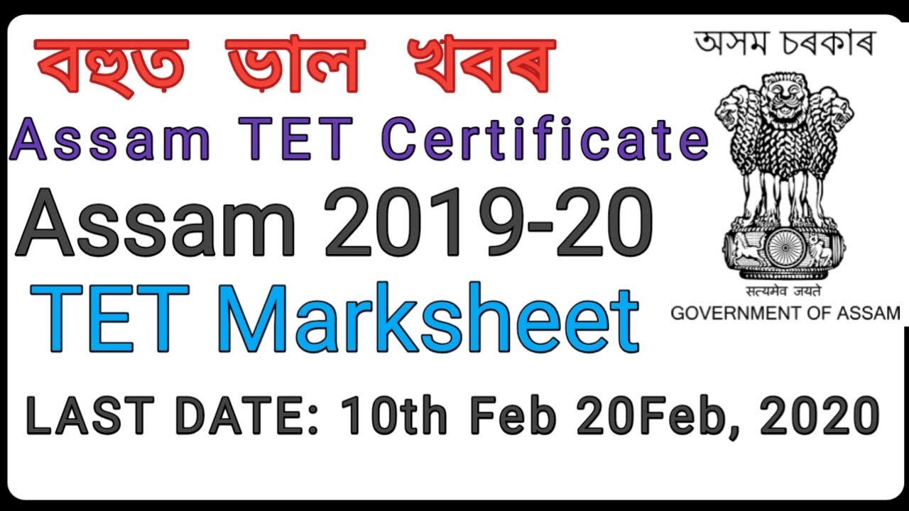 Assam TET Certificate 2020 // Collect TET Marksheet from 10th February // Maina Job