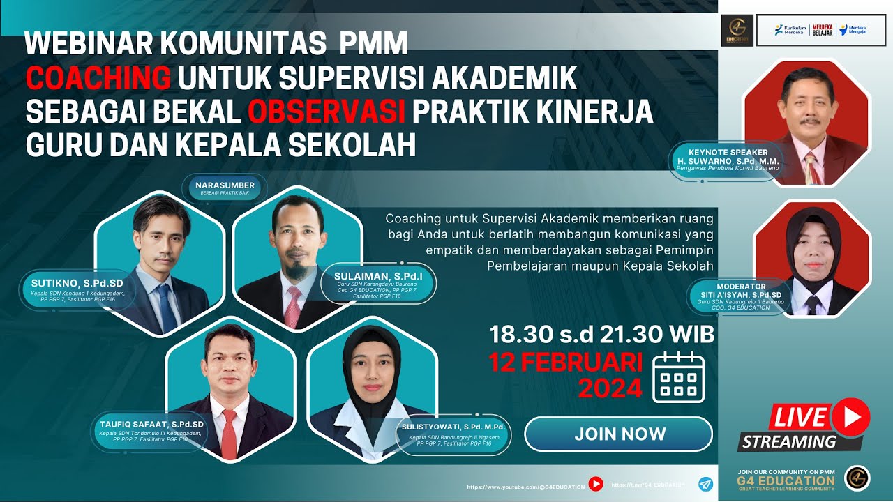 🔴WEBINAR COACHING UNTUK SUPERVISI AKADEMIK SEBAGAI BEKAL OBSERVASI KINERJA GURU DAN KEPALA SEKOLAH