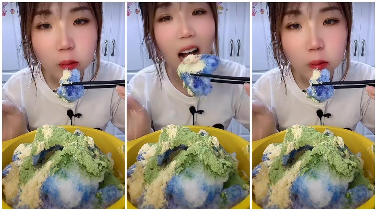 ASMR ICE EATING | MATCHA & MILK POWDER | RELAX VIDEO