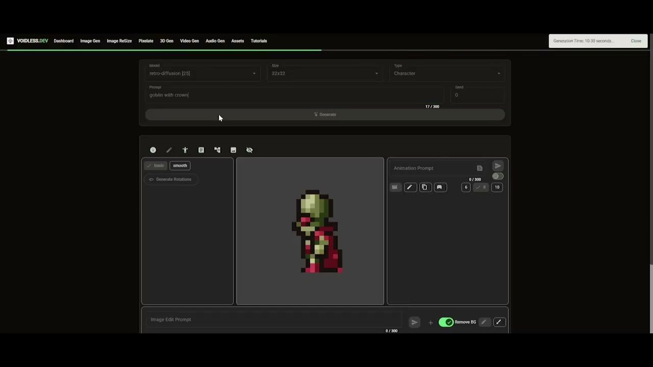 Generate 32x32 PIxel Art Character Animations