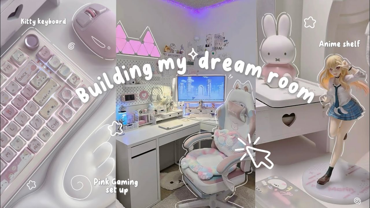 Pinterest inspired gaming room 🎧⚔⊹ ࣪ ˖┆anime shelf┆kitty chair┆Genshin┆and more ⋆˙⟡