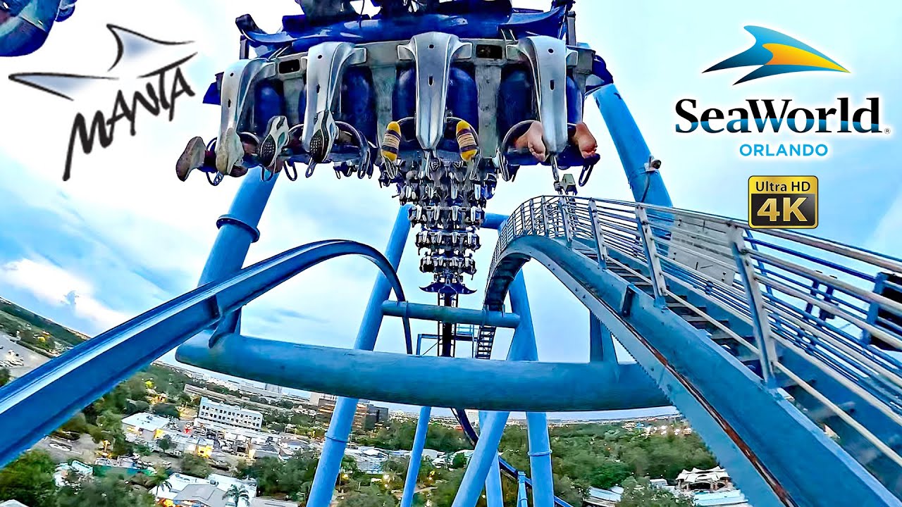 Manta Roller Coaster at Sunset On Ride 4K POV SeaWorld Orlando 2025 07 09