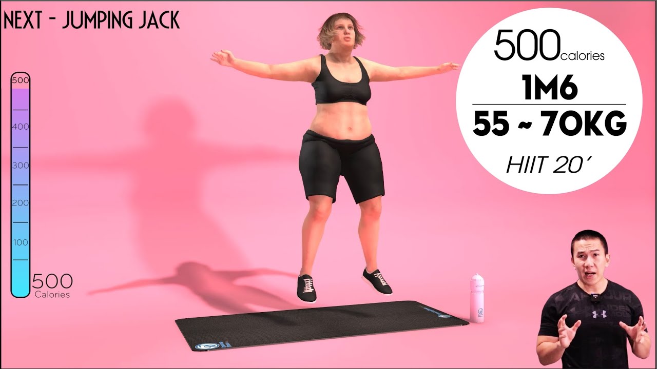 500 калорий 20 MIN HIIT - 1м6 - 55 ~ 70 кг - какое упражнение для быстрого похудания