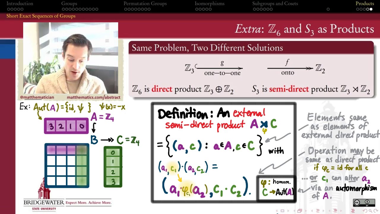 301.8I Extra: Semi-Direct Products of Groups